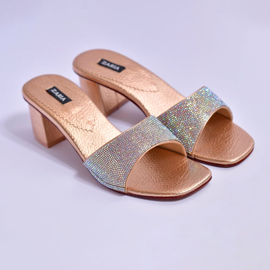 Crystal Slide Heels (Rosegold)