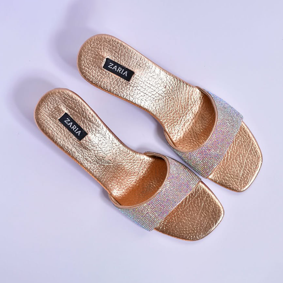 Crystal Slide Heels (Rosegold)