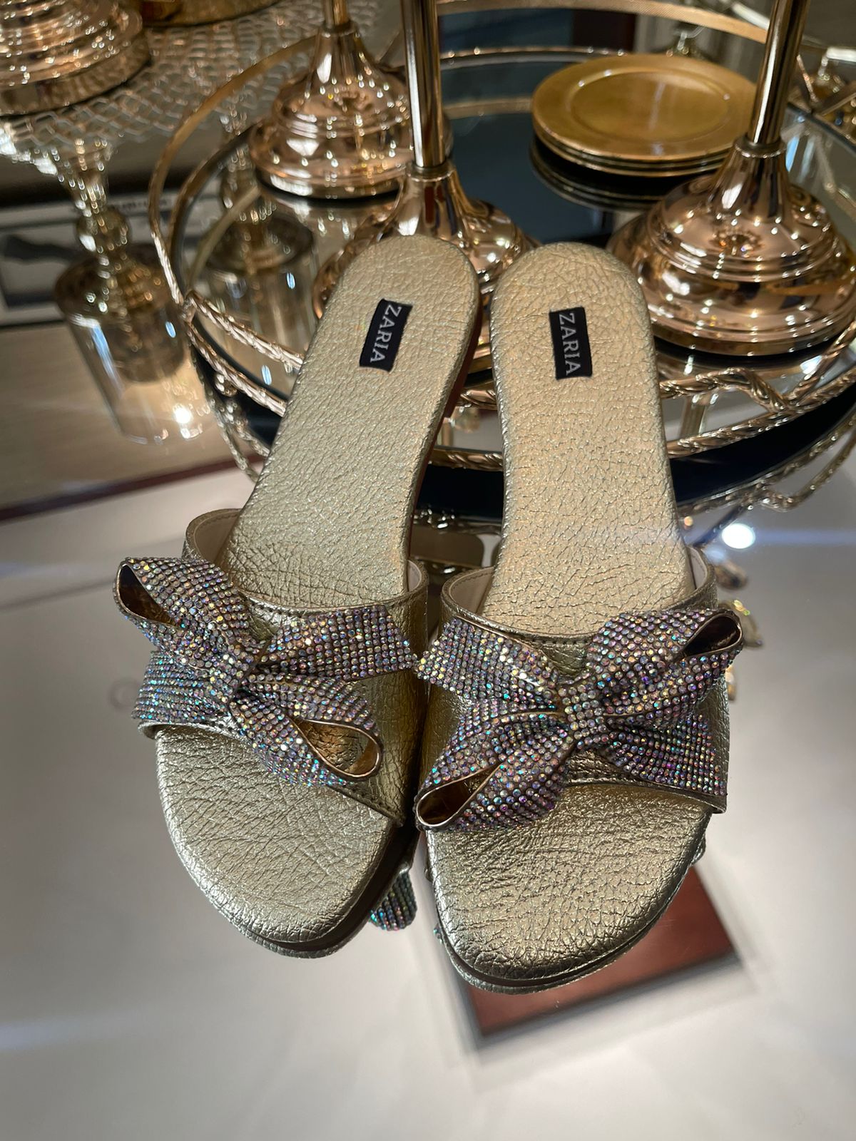 Sparkle Bow Slides(Golden)